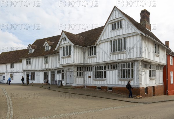 Historic timber-framed Guildhall building, Lavenham, Suffolk, England, UK C 16th century