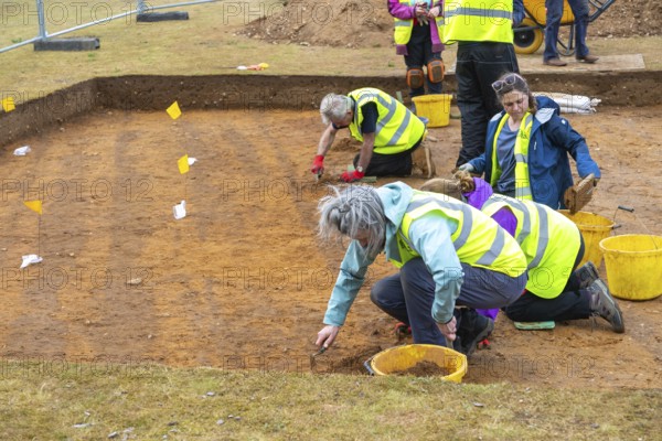 Time Team archaeologists excavating Garden Field at Sutton Hoo, Suffolk, England, UK 2025