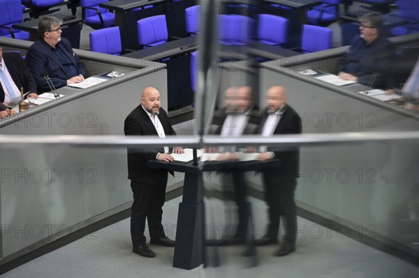 Dr Jonas Geißler (CDU/CSU) speaks on the Gaza war item on the agenda of the eleventh session of the Bundestag