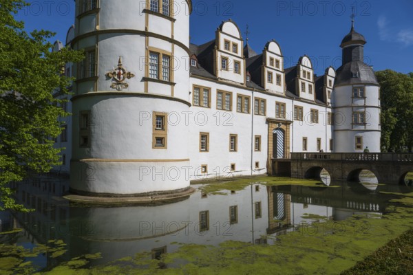 Neuhaus Castle, moated castle, prince-bishop's residence, Weser Renaissance, Paderborn, Westphalia, North Rhine-Westphalia, Germany