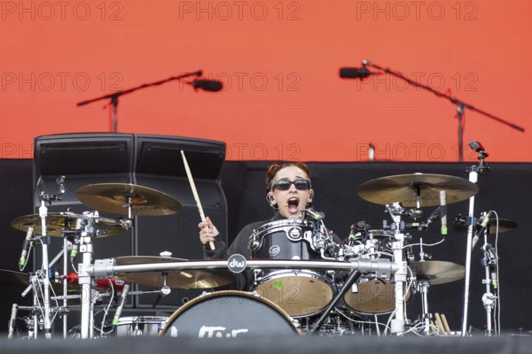 Alejandra Villarreal Vélez, drummer of The Warning at the Rock am Ring Festival on Sunday, Nürburgring race track race track, 08.06.2025