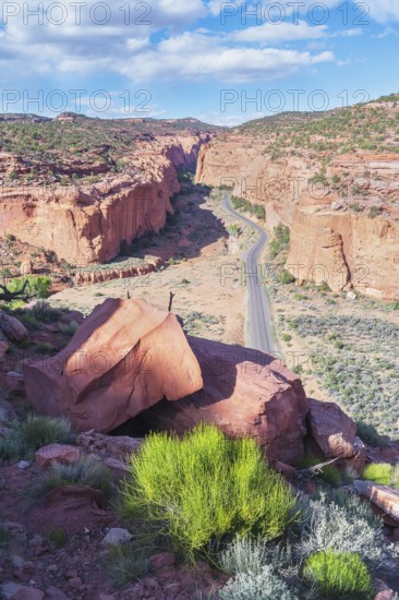 Road winding up canyon, Grand Staircase Escalante National Monument, Utah, USA, North America