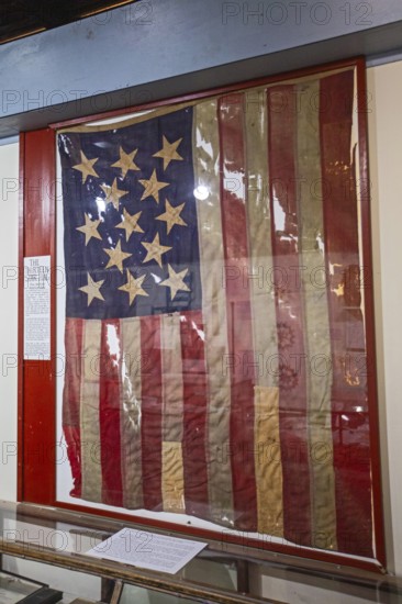 Clinton, Tennessee - The Museum of Appalachia, a collection of pioneer buildings and artifacts. The Thirteen Star flag was authorized by the Continental Congress in 1777