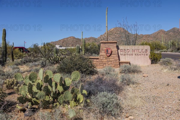 Sign at the Red Hills Visitor Center of the Organ Pipe Cactus National Monument in southern Arizona, USA