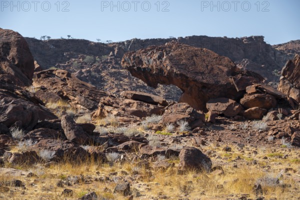 Barren landscape with red rocks, rock engravings of Twyfelfontein, Twyfelfontein, Kunene, Namibia