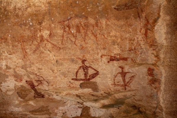 Depictions of people on a rock slab, petroglyphs, rock engravings, Twyfelfontein, Kunene, Namibia