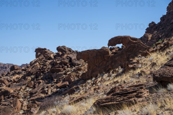 Lion's Mouth rock formation, Twyfelfontein, desert landscape, Kunene, Namibia