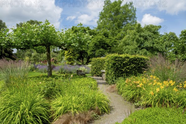 Perennial beds, Burgsteinfurt district educational garden, Münsterland, North Rhine-Westphalia, Germany