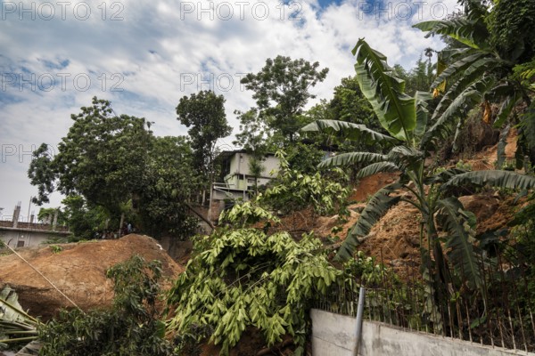 A major landslide, triggered by a heavy downpour, in Guwahati, India, on June 7, 2025. One person was reported missing in thr landslide and two houses damaged