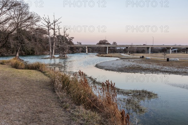 Guadalupe River flowing through Louise Hays Park in Kerrville, Texas, USA