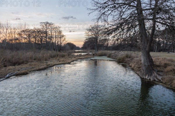 Guadalupe River flowing through Louise Hays Park in Kerrville, Texas, USA