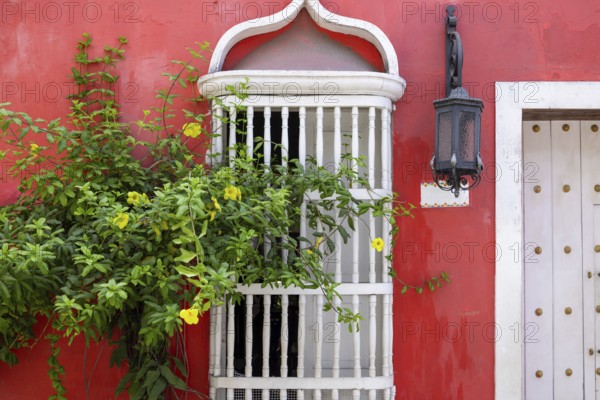 Colorful streets of Cartagena in historic Getsemani district near Walled City, Ciudad Amurallada
