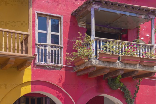 Columbia, Unesco site, colorful Cartagena Walled City Cuidad Amurrallada in historic city center