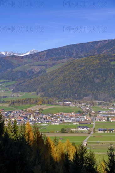 View over Olang to the Pustertal Valley, South Tyrol, Italy