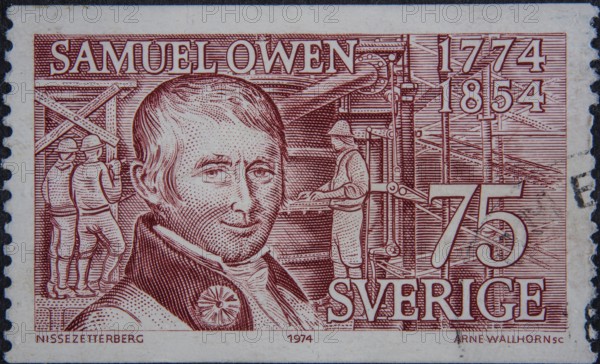 Samuel Owen, (1774, 1854) was a British-Swedish engineer, designer and industrialist. Portrait on a Swedish stamp