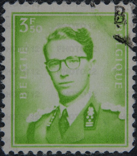 Baudouin of Belgium (1930-1993), King of the Belgians during 1951-1993. Portrait on a Belgian postage stamp