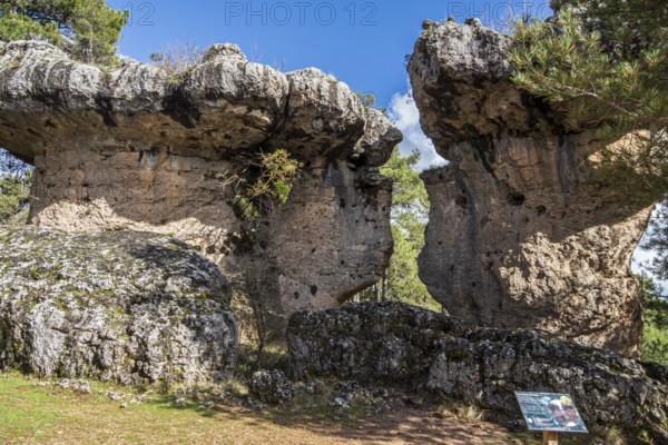 Rock Los Amantes de Teruel, Ciudad encantada, area of rock formations, nature reserve, Cuenca region, Spain