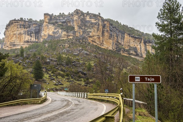Bridge over river Rio Tajo, sandstone cliff, Spain