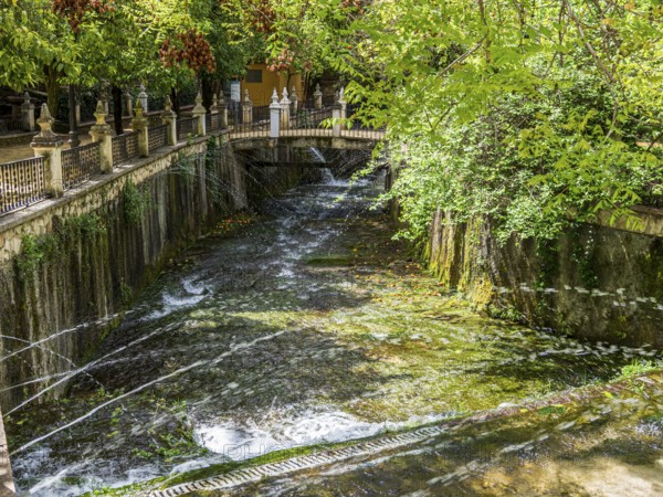 Water fountains at the river, Fuente del Rio, village Cabra, Andalusia, Spain