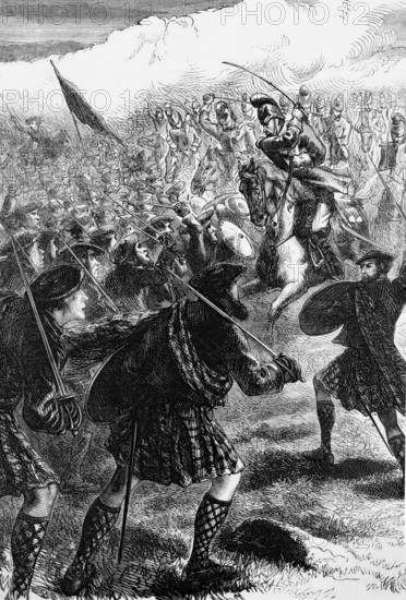 The Battle of Culloden, the final confrontation of the Jacobite Rebellion of 1745. On 16 April 1746, the Jacobite forces of Charles Edward Stuart fought against loyalist troops under the command of the Duke of Cumberland near Inverness in the Scottish Highlands. The Loyalist victory at Culloden finally ended the Jacobites' plans to overthrow the House of Hanover, Scotland, digital reproduction of a historical model