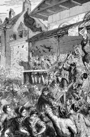 The Westminster Elections 1741 during the reign of George II, London, England, digital reproduction of a historical model