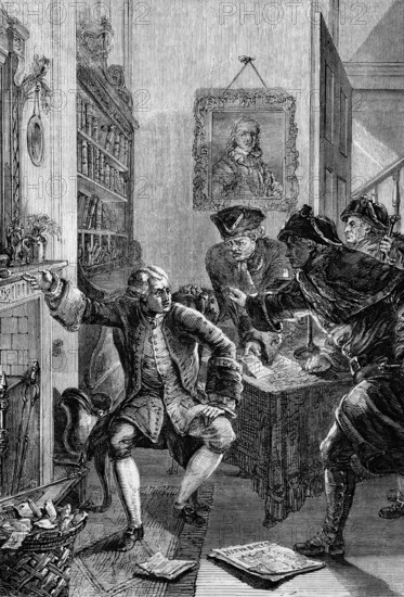 John Wilkes (1725 to 1797) was an English radical, journalist and politician who was threatened with imprisonment after mocking William Pitt the Elder for his stance on the Seven Years' War in 1762, England, digital reproduction of a historical original