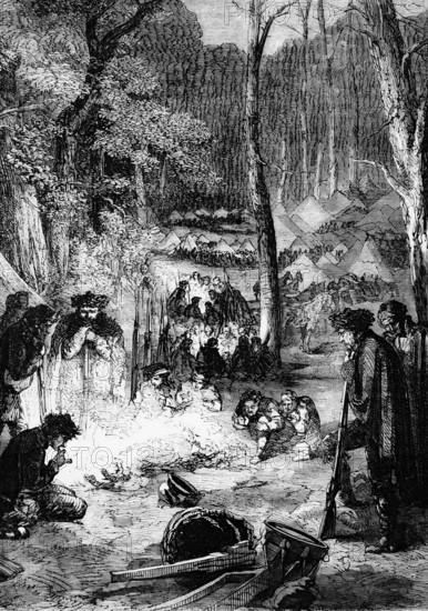 George Washington's headquarters and camp of the Continental Army at Valley Forge, Pennsylvania, in the winter and spring of 1777 to 1778, digital reproduction of a historical model