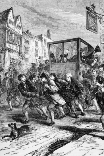 In 1768, John Wilkes stood for Parliament in London and came last in the ballot among seven candidates, possibly due to his late entry into the race for office. He was quickly elected MP for Middlesex, where most of his supporters were located, and returned triumphantly to London, England, digital reproduction of a historical original