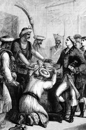 On 12 August 1765 in Benares, Shah Alam II conferred the role of diwan (tax collector) of Bengal, Behar and Orissa on Lord Robert Clive. This charter made the East India Company the true sovereign ruler of thirty million people and generated revenues totalling four million pounds sterling, digital reproduction of a historical model