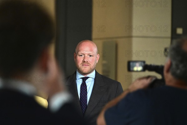 Jens Peick (SPD) in an interview with Welt-TV in the West lobby of the Bundestag