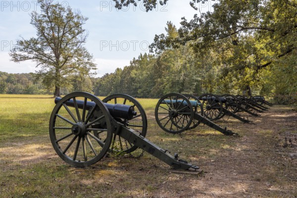 Cannons on the battlefield at the Shiloh National Military Park in Pittsburg Landing, Tennessee
