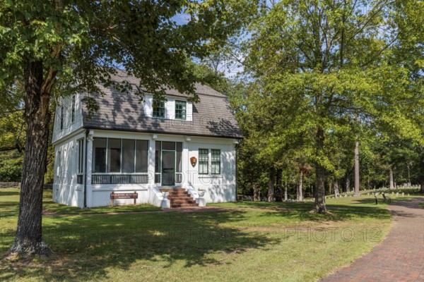 Shiloh National Military Park headquarters building just inside the gate to the U.S. National Cemetery near Shiloh, Tennessee