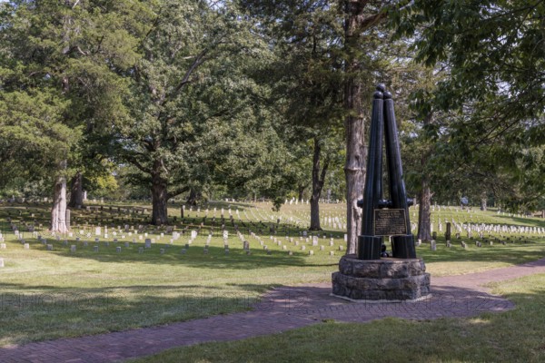 Monument in the US National Cemetery in Shiloh National Military Park near Shiloh, Tennessee