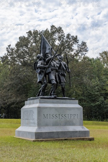 Monument to commemorate the Mississippi Sixth Infantry's losing battle at Rea Field in the Civil War at Shiloh Military Park in Tennessee