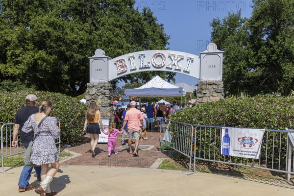 Guests entering the Biloxi Seafood Festival in Biloxi, Mississippi