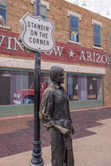Statue of Glen Frey Standin' on a Corner in Winslow Arizona as sung in the classic Glenn Frey and Jackson Browne song