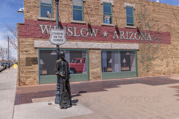 Statue of Glen Frey Standin' on a Corner in Winslow Arizona as sung in the classic Glenn Frey and Jackson Browne song