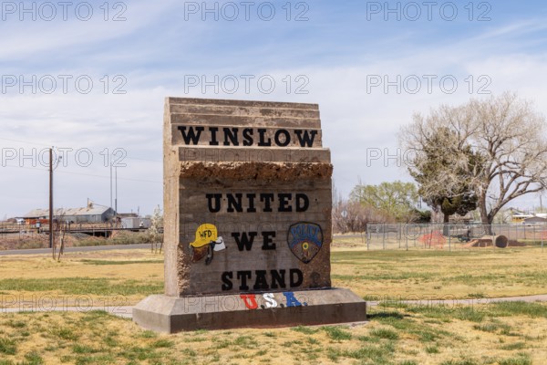United We Stand monument at 9-11 memorial in Winslow, Arizona