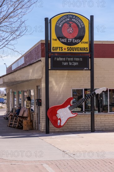 Gift and souvenir shop at Standin' on a Corner Park in downtown Winslow, Arizona