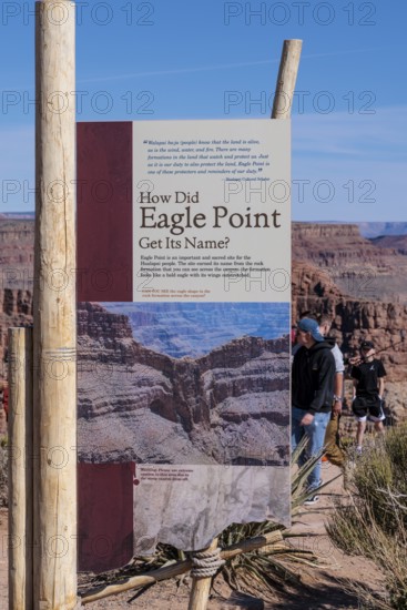 Sign with information about Eagle Point observation area at Grand Canyon West near Peach Springs, Arizona