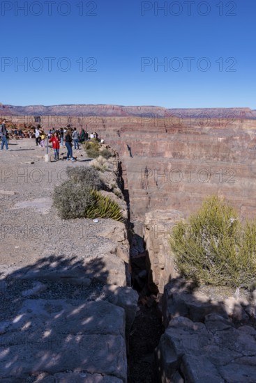 Crevice at the edge of the canyon at Guano Point area of Grand Canyon West near Peach Springs, Arizona