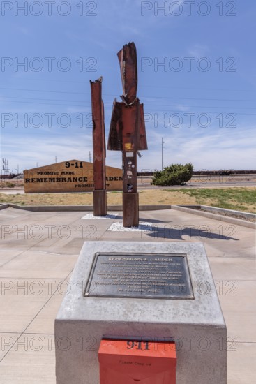9-11 Remembrance Garden memorial along historic Route 66 in Winslow, Arizona