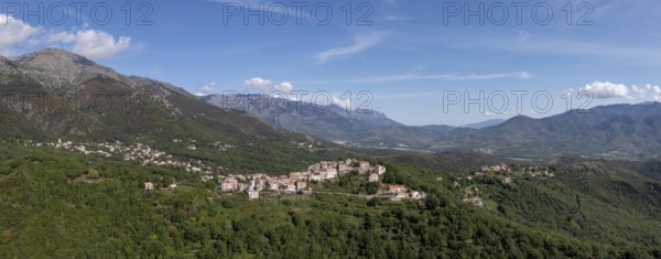 Typical mountain village, Riventosa, Corsica, France