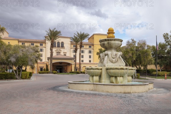 Fountain at the entrance of Hilton Lake Las Vegas Resort and Spa at Lake Las Vegas in Henderson, Nevada, USA
