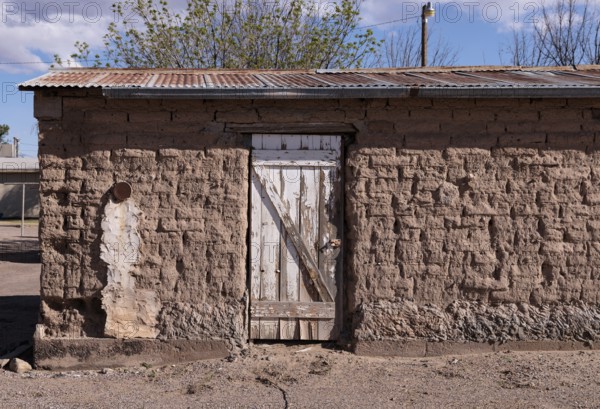 Pueblo style adobe architecture of NM Vintage Wines resturant and wine bar in Mesilla, New Mexico