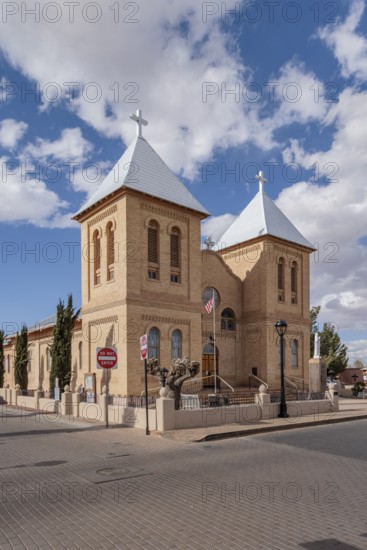 Basilica of San Albino is a Roman Catholic church built of fired brick across from Mesilla Plaza in Mesilla, New Mexico