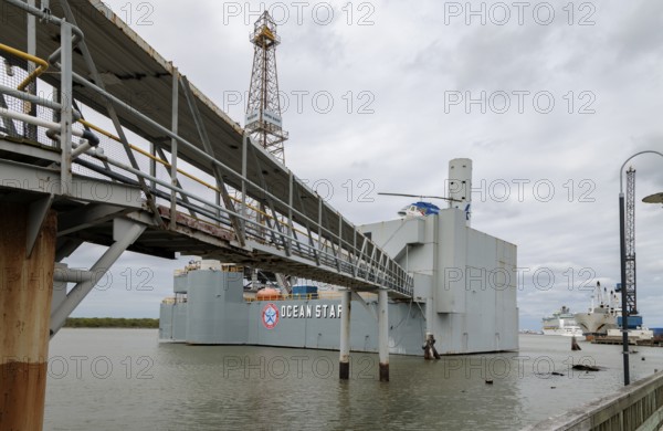 Ocean Star Offshore Drilling Rig and Museum in the Galveston Channel at Galveston, Texas