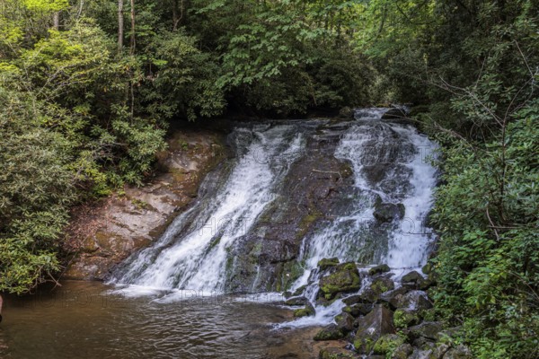 Indian Creek Falls along Deep Creek in the Great Smoky Mountains National Park near Bryson City, North Carolina, USA