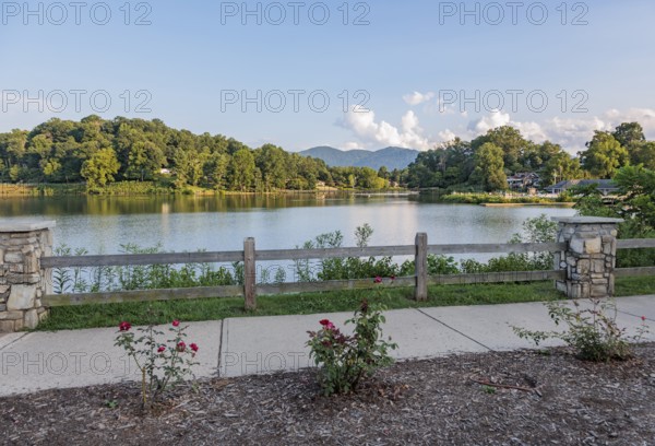Paved walking trail around the entire lake at Lake Junaluska, North Carolina