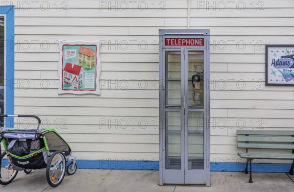 Antique telephone booth at the Dollywood amusement park in Pigeon Forge, TN